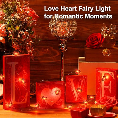 Valentine's Day Red Heart Fairy Lights 7Ft 20 LED Twinkle 3 Modes String Lights Battery Operated Waterproof Firefly Starry for Mason Jar Party Wedding Valentines Mother's Day,4 Pack - color: Red, size: 4