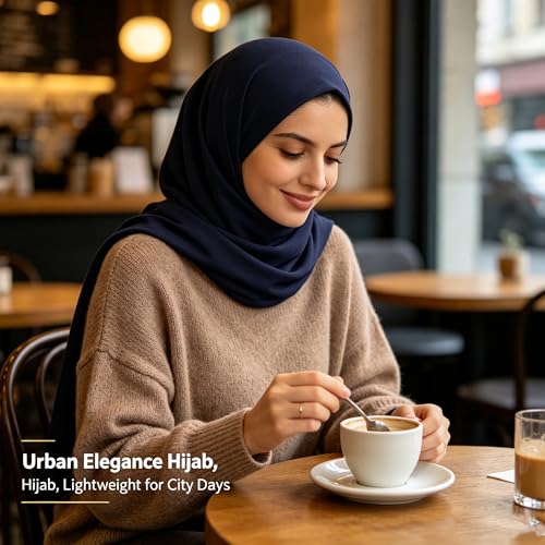 Jersey Hijab Scarf for Women,Lightweight Muslim Turban Head Scarf Modal Feel Hijab Coverings for Prayer with Clip - color: Navy