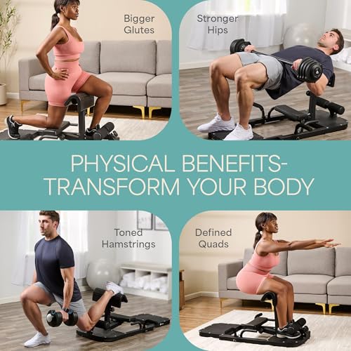 Lifepro GluteBlast Hip Thrust Machine – Foldable, Home Gym, 220 lb Cap | Sissy squat + hip thrust bench, powder-coated steel, PU leather pad, folds with wheels, 27.2"×45.3" glutes, hamstrings & core - style: Gluteblast