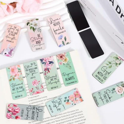 Wxiben Bible Verses Magnetic Bookmark - 30Pcs Inspirational Floral Book Mark Magnets Christian Flower Bookmarks Magnetic Religious Faith Book Markers Page Clip for Women Students Teachers Reading Gift - style: Bible Floral