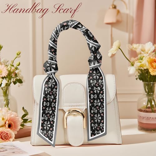 Head Hair Scarf Neck Silk Feeling Scarves Long Thin Satin Fashion Handbag Cute Decoration Women Girls 59 * 6.7'' - color: O-16-grey