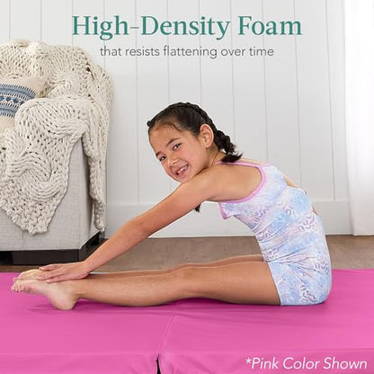 Best Choice Products 10ftx4ftx2in Folding Gym Mat 4-Panel Exercise Gymnastics Aerobics Workout Fitness Floor Mats w/Carrying Handles - color: Soft Pink