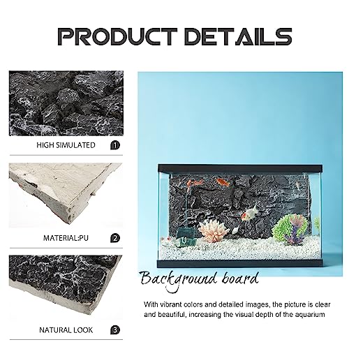 Kisangel 3D Rock Terrarium Background Board, 17.7x11.8 in for Reptile Tank - color: Dark Grey