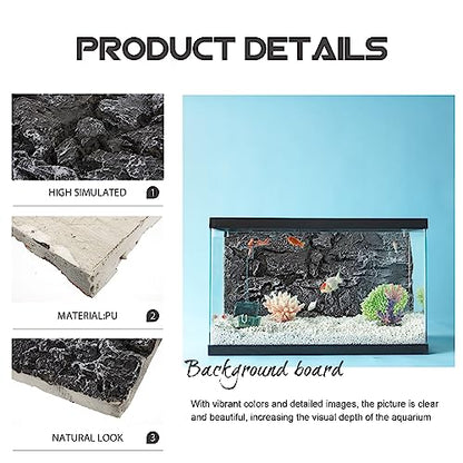 Kisangel 3D Rock Terrarium Background Board, 17.7x11.8 in for Reptile Tank - color: Dark Grey