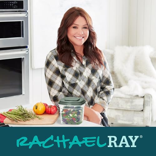 Rachael Ray Salad Container For Lunch, Salad Lunch Container For Adults, Salad Bowl Kit With Compartments For Salad Dressing & Toppings, Includes Ice Pack - color: Deluxe Salad Set, Green