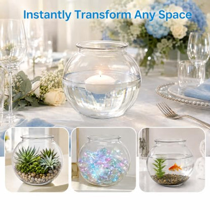 Okllen 12 Pack Plastic Ivy Bowls, 16 Oz Round Fish Bowl Unbreakable Vases Bowls for Home Decor, Carnival Games, Candy, Party Favors, Centerpiece, BPA Free, Clear