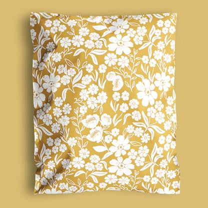 Poly Mailers 10x13 Inch 500 Pack Medium Shipping Bags Strong Thick Mailing Envelopes | Self Sealing Adhesive | Waterproof & Tear Resistant | Small Business Packaging - Floral Mustard Yellow - color: Yellow, size: 10x13 (500 Pack)