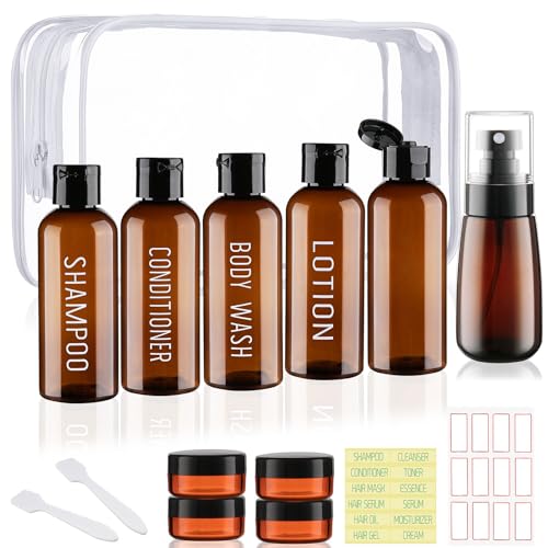 Travel Bottles for Toiletries 10 Pack 3.4oz Travel Size Containers - color: A-Brown