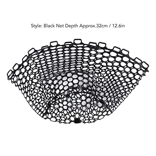 Fly Fishing Net, Durable Black Replacement with 12.6 Inch Depth and Non- Rubber Mesh, Landing Netbag for Anglers Trout Bass River Lake Fishing
