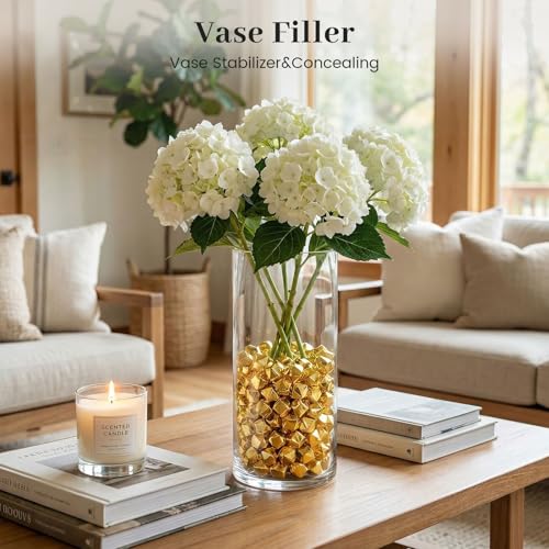 DomeStar 550 PCS Small Gold Fake Ice Rocks, Acrylic Crystal Vase Fillers | Faux Nuggets Gems, Pot of Gold, Pirate Jewelry Party Decorations, Birthday DIY Crafts & Table Scatter - color: Gold
