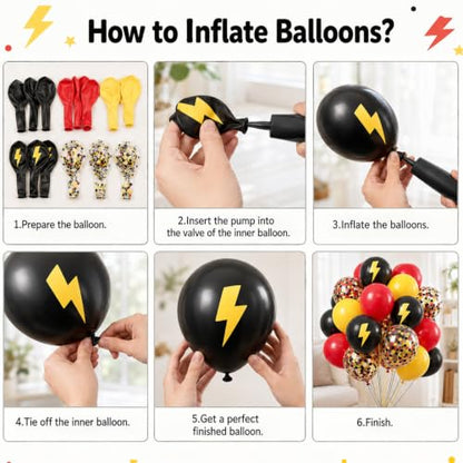 Paready Red Yellow Black Balloons, 60 Pcs Party Balloons for Boys Birthday - color: Red Black Yellow