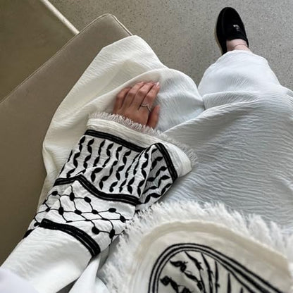 Women Ramadan Muslim Abaya Long Sleeve Embroidered Open Front Cardigan Kimono Turkey Dubai Kaftan - color: White, size: Large