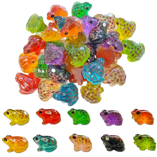 40 Pieces Resin Mini Frogs Luminous Mini Animals 10 Colors Tiny Animals for Crafts Dollhouse Fairy Garden Micro Moss Landscape Aquarium Potted Plant Decor (Frog2) - style: Frog2