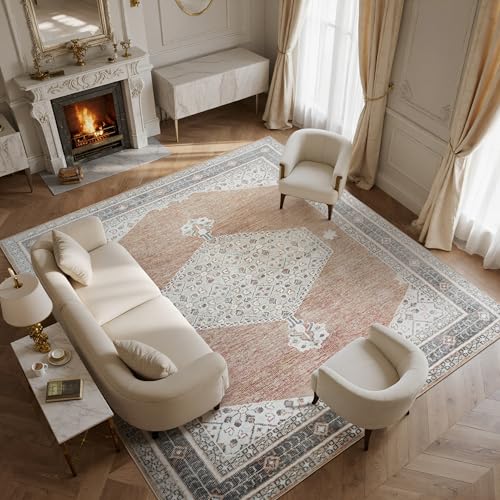 Washable Rugs 8x10 Area Rugs for Living Room,Bedroom,Dining Room,Nursery - color: Gray-orange-black-green, size: 8' x 10' (Rectangular)
