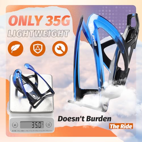 West Biking Bike Water Bottle Cages Ultra-Light Durable PC Bicycle Bottle Holder with Screws Tool, Easy Installation Bicycle Drink Cup Holders Cycling Kettle for MTB Road Bikes - color: Black blue