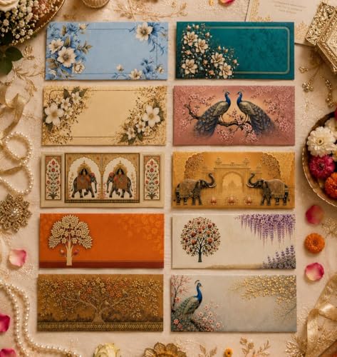 Indian Wedding Money Envelopes, Pack of 10 - size: Assorted Card (10)