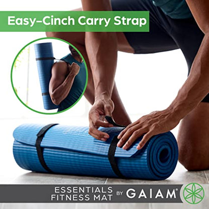 Gaiam Thick Yoga Mat, Exercise & Fitness Mat with Easy-Cinch Carrying Strap | Non-Slip NBR Foam | Joint Cushioning | Yoga, Pilates, Fitness & Floor Workouts | 72"L x 24"W - color: Green