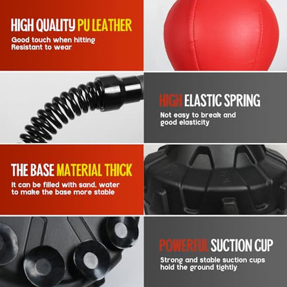 Speed Bar with Stable Base - MMA High Energy Spring - Reflex Bag Free Standing Boxing Bag with Adjustable Height & Durable Stress Relief Ball for Fitness Enthusiasts (red)