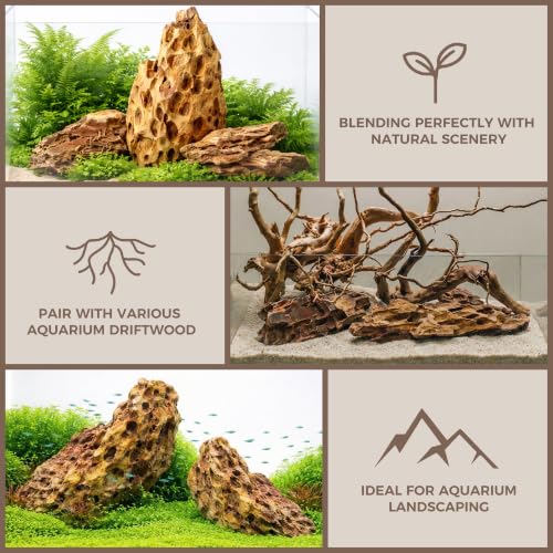 10.0-12.0 Inches Natural Dragon Stone, 3 PCS Extra Large Aquarium Rocks for Aquascaping, Terrariums, Reptile Tanks & Aquarium Décor - size: 10.0-12.0 in