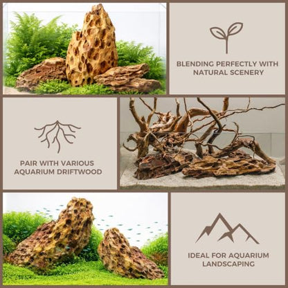 10.0-12.0 Inches Natural Dragon Stone, 3 PCS Extra Large Aquarium Rocks for Aquascaping, Terrariums, Reptile Tanks & Aquarium Décor - size: 10.0-12.0 in