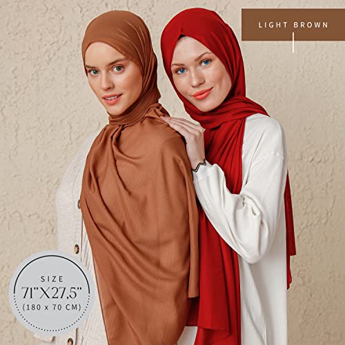 Chiffon Hijab Scarf for Women - Chiffon Hijab Muslim Headscarf Shawl - Soft Fashion Scarf Muslim Headscarf Shawl - color: Light Brown