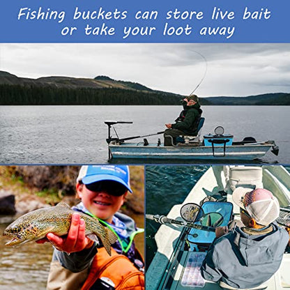 Transparent Top Cover Fishing Bucket, Foldable Fish Bait Bucket, Multifunctional Minnow Bucket, Live Fish Container, Fish Protection Bucket, Outdoor Camping Fishing Bag. (Blue, 4 Gallon) - color: Blue, size: 4 Gallon
