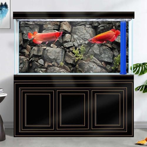 72X18IN Stone Aquarium Background, Rock Fish Tank Background, Natural Rocky Glass Terrarium Background with 8 EVA Double-Sided Tape - color: Stone, size: 72X18in/180X45cm