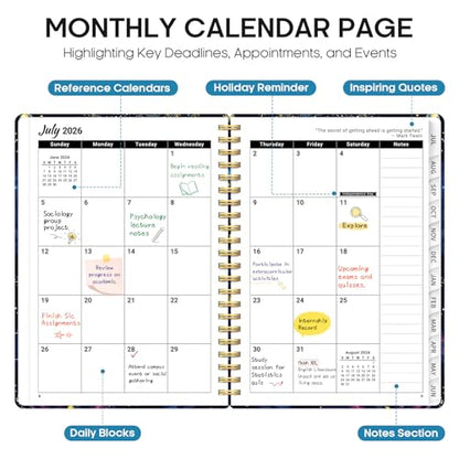 Planner 2026–2027, Academic Monthly Weekly Spiral Calendar, July 2026 – June 2027, Hardcover Agenda Notebook with Tabs, 6.3" x 8.5", Perfect for Students, Teachers, School & Daily Planning - Galactic Swirl - color: D-Galactic Swirl, size: (6.3"x8.5")a5
