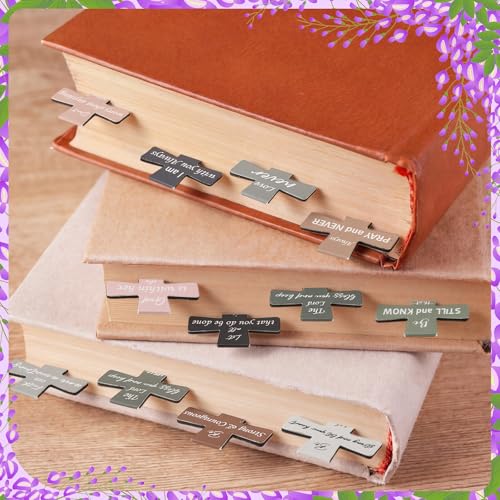 48 Pcs Magnetic Cross Bookmarks Bulk Church Gifts Christian Gifts for Women Bulk Christian Bookmarks Bible Verse Magnetic Page Clips for Women Christmas School Bible Study Group(Solid Color) - style: Solid Color