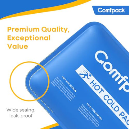 Comfpack Soft Gel Ice Packs for Injuries Reusable, Flexible Double Sided Cold Packs for Muscle Pain Relief & Strains, Ice Pack for Shoulder, Knee, Ankle, Back, Face, Leg, Arm(1 PK) - size: 9.7×7.8 Inch