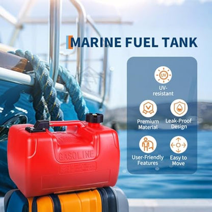 Marine Tank, 3 gal Marine Portable Tank Outboard Marine Boat Transfer Tank with 9.8 ft Hose, Gauge for Outboard Engine Boats, Yacht, Fishing Boat, Deck Boat, Red - size: 3 Gallon