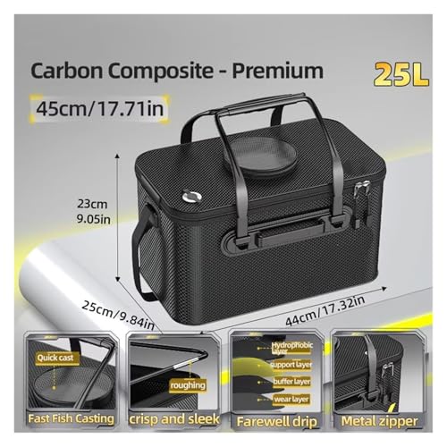 Large Capacity Fishing Container Portable Foldable Live Fish Bucket Thickened for Angling - color: 25L