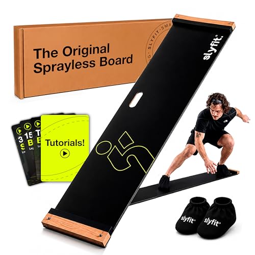 Slyfit Slide Board – Revolutionize Your Workouts: Slide Exercise at Home with Booties for Fitness, for Multi-Sport Training, Core Strength, Flexibility – Low-Impact Durable Home Gym Equipment for Balance and Agility