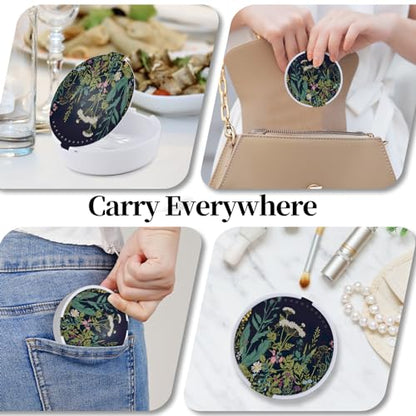 Retainer Case, Denture & Orthodontic Aligner Case With Mirror & Ventilation, Black Flower - color: Black Flower