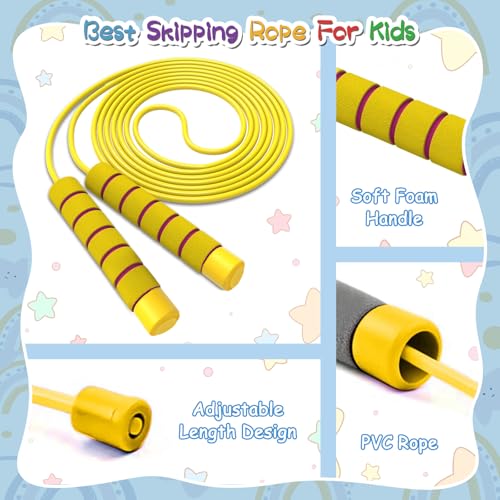 Jump Rope For Kids,Jump Rope Kids,Adjustable Soft Skipping Rope,Toddler Jump Rope With Skin-Friendly Foam Handles For Kids, Boys,Girls,Women, Men,Exercise Activity,Outdoor Fitness - color: Rose Pink + Blue