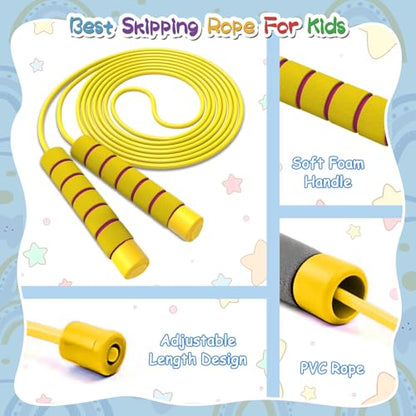 Jump Rope For Kids,Jump Rope Kids,Adjustable Soft Skipping Rope,Toddler Jump Rope With Skin-Friendly Foam Handles For Kids, Boys,Girls,Women, Men,Exercise Activity,Outdoor Fitness - color: Purple+Blue+Green