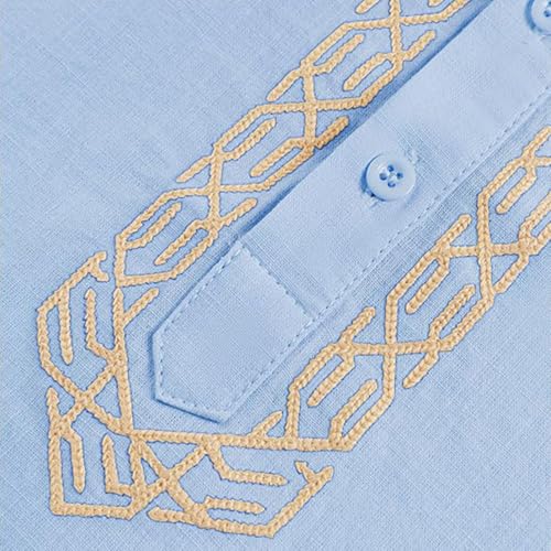 Men Islamic Caftan Thobe Big and Tall Breathable Prayer Clothes Saudi Arabic for Eid Home Casual Wear - color: Bu1, size: Small