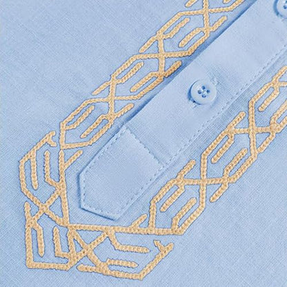 Men Islamic Caftan Thobe Big and Tall Breathable Prayer Clothes Saudi Arabic for Eid Home Casual Wear - color: Bu1, size: Large