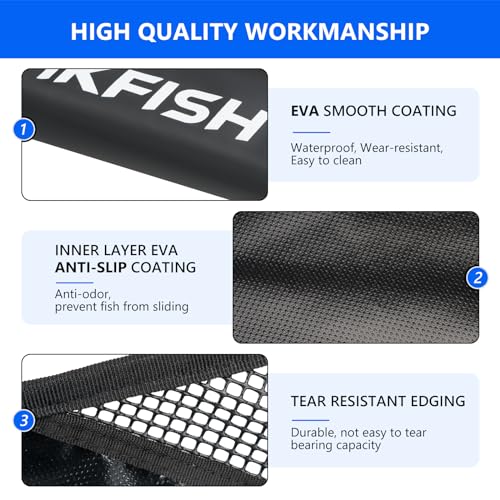 THKFISH Folding Weigh Sling Fish Bag - 47x10.5in Heavy Duty Transport Bag with Fish Ruler for Tournament Use