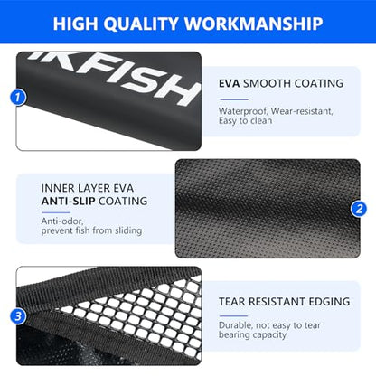 THKFISH Folding Weigh Sling Fish Bag - 47x10.5in Heavy Duty Transport Bag with Fish Ruler for Tournament Use