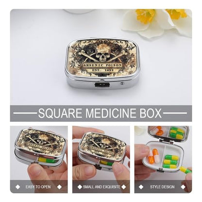 Metal 2 Compartment Pill Organizer Travel Friendly Portable Compact Pill Box Cute Pill Case to Hold Vitamins,Fish Oil,Supplements,Meds,Tablet for Purse,Pocket. (1492.) - color: 1492.