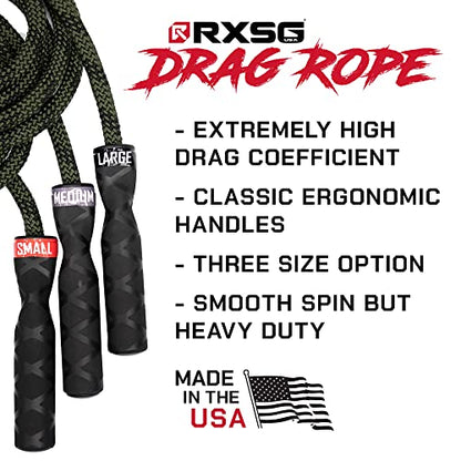 Drag Jump Rope w/Non Slip Ergonomic Handles - Weighted Polypropylene Rope for Fitness & Exercise, Cardio Workout, WOD | Speed Jumping Rope for Men & Women - size: Large