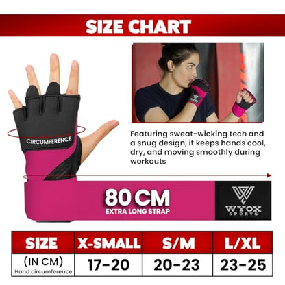 WYOX Gel Boxing Hand Wraps & Curved Focus Mitts Bundle for Men & Women Adults – 80cm Wrist Straps, Padded Knuckle Support, Neoprene Inner Glove Gel Padding, MMA Muay Thai Kickboxing Training Pads
