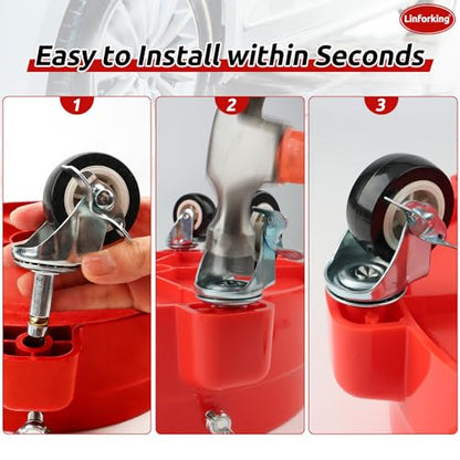 Bucket Dolly 5 Gallon with Wheels,360°Rolling Car Wash Buckets Dolly for 2.5 to 5 Gallon Buckets with Bucket Insert,Cleaning Brush,Supports Up to 300 lbs - size: C