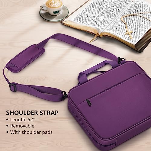 FINPAC Large Bible Cover, Carrying Book Case Church Bag Bible Protective with Zippered Pocket and Handle, Gift for Men Women - color: Purple