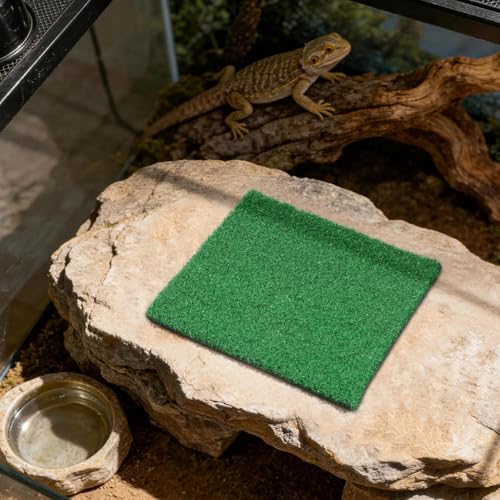 Toddmomy Turtle Terrace Artificial Grass Mat with Climbing Ramp Square Fake Turf Patch for Aquarium and Reptile Tank Outdoor Indoor Turtle Floating Dock and Pet Basking .84X9.84In