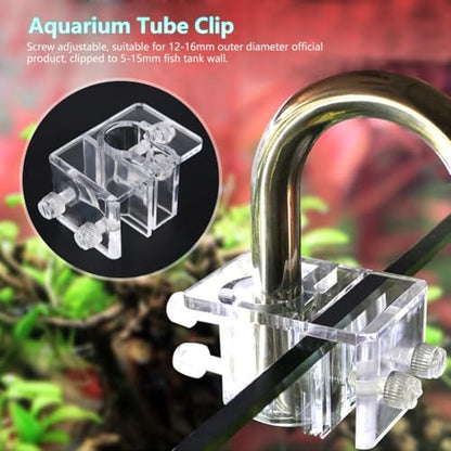20mm Acrylic Aquarium Hose Clip Holder – Adjustable Pipe Clamp for 12-16mm Tubes, Leak-Proof Fish Tank Mount with Screws