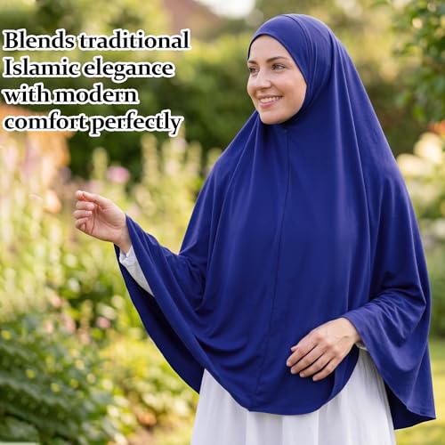 Ababalaya Women's Elegant Modest Muslim Islamic Ramadan Soft Lightweight Jersey Hijab Long Scarf - color: Sapphire, size: X-Large