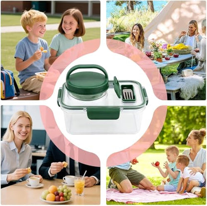 Leakproof 1000ML Salad Container with Dressing Cup & Fork | Dishwasher Safe Airtight Salad Pod & Lunch Box for Office, Travel & Picnic