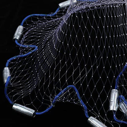 Fish Cast Net American Saltwater Hand Throw Heavy Duty Zinc Sinker Weights for Bait Trap Fish 4/6/8Ft Radius - size: 4 FT